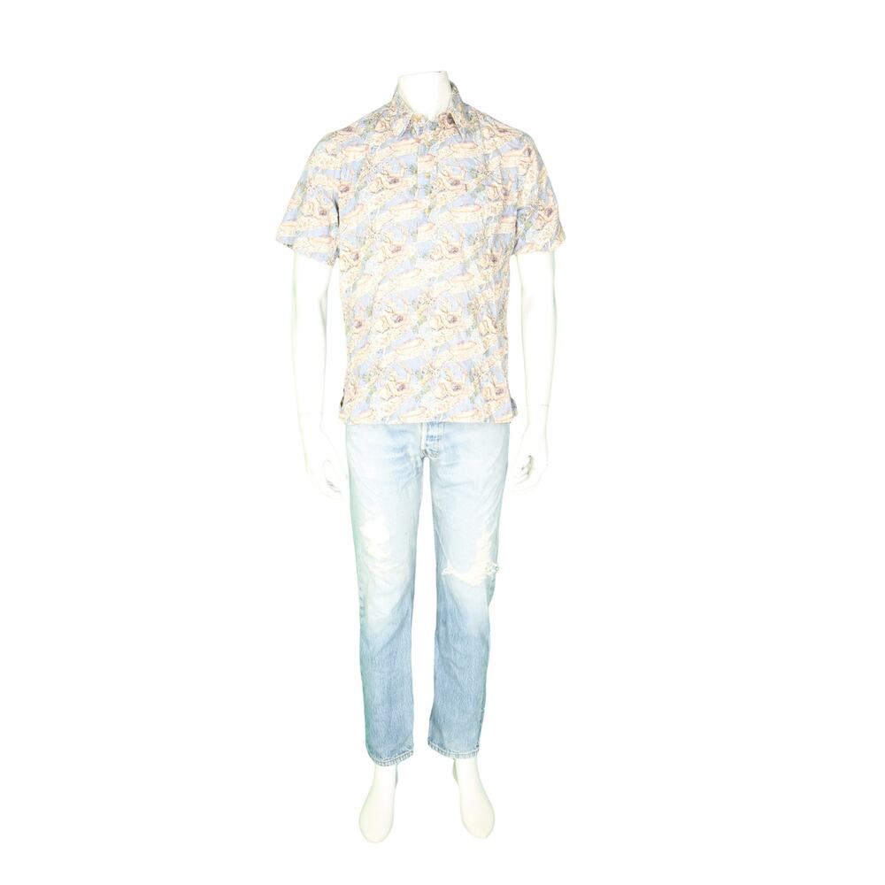Kahala Coconut Tree Climber Pullover Reverse Print Hawaiian Aloha Camp Shirt M